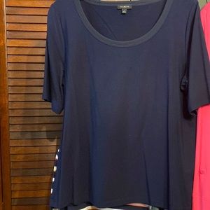 Talbots Rayon and Spandex Navy Top Elbow Sleeves Size L